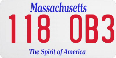 MA license plate 118OB3