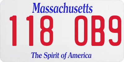 MA license plate 118OB9