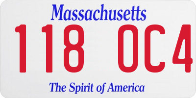 MA license plate 118OC4