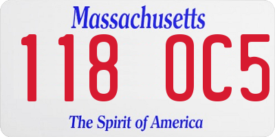 MA license plate 118OC5