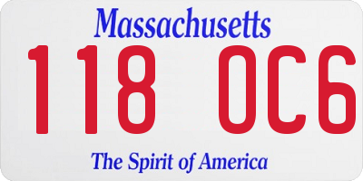 MA license plate 118OC6