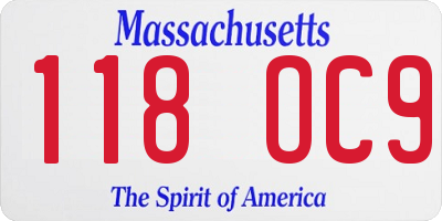 MA license plate 118OC9