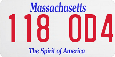 MA license plate 118OD4