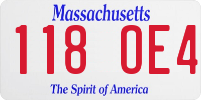 MA license plate 118OE4
