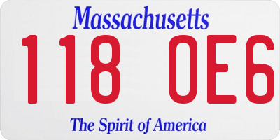 MA license plate 118OE6