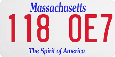 MA license plate 118OE7