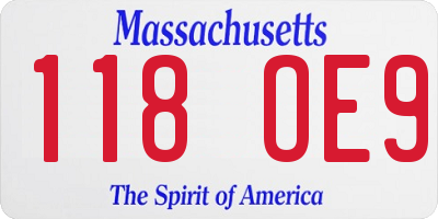 MA license plate 118OE9