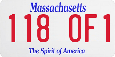 MA license plate 118OF1