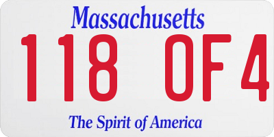 MA license plate 118OF4