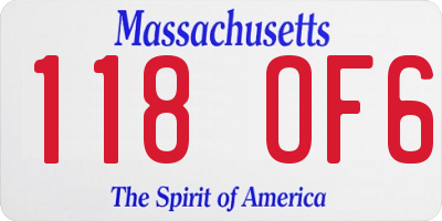 MA license plate 118OF6