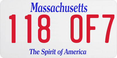 MA license plate 118OF7