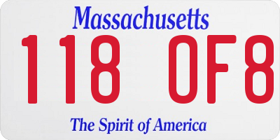 MA license plate 118OF8