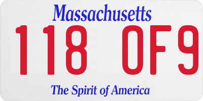 MA license plate 118OF9