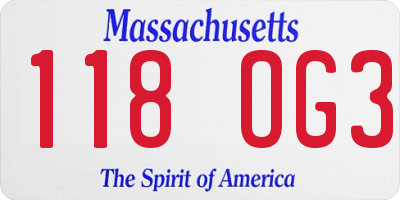 MA license plate 118OG3