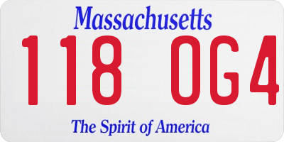 MA license plate 118OG4