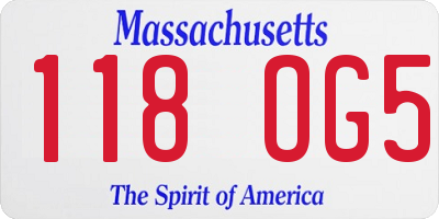 MA license plate 118OG5
