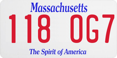 MA license plate 118OG7