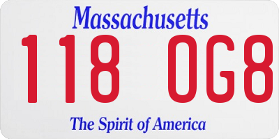 MA license plate 118OG8