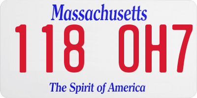 MA license plate 118OH7