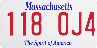 MA license plate 118OJ4