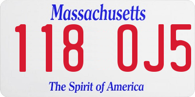MA license plate 118OJ5