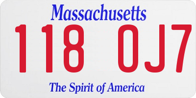 MA license plate 118OJ7