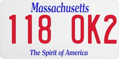 MA license plate 118OK2