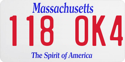 MA license plate 118OK4