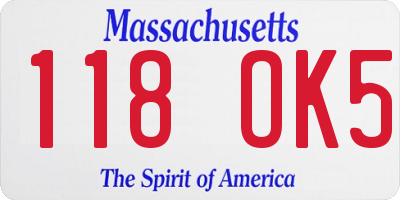 MA license plate 118OK5