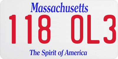 MA license plate 118OL3
