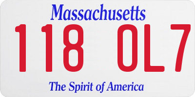 MA license plate 118OL7