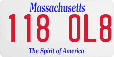 MA license plate 118OL8