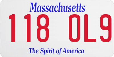 MA license plate 118OL9