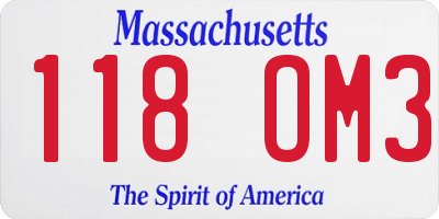MA license plate 118OM3