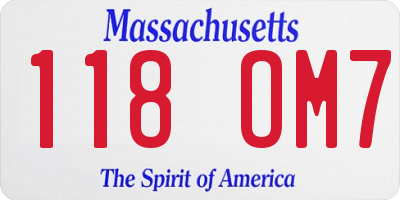 MA license plate 118OM7
