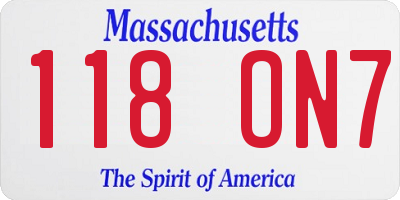 MA license plate 118ON7