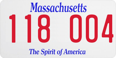 MA license plate 118OO4