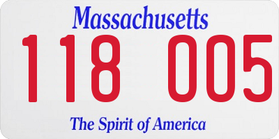 MA license plate 118OO5