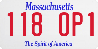 MA license plate 118OP1