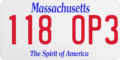 MA license plate 118OP3