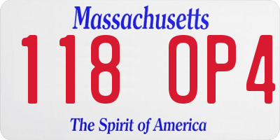 MA license plate 118OP4