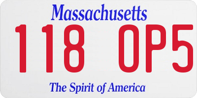 MA license plate 118OP5