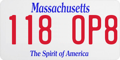 MA license plate 118OP8