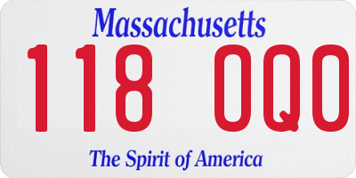 MA license plate 118OQ0