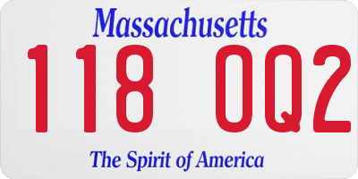 MA license plate 118OQ2