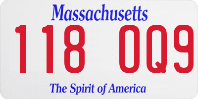 MA license plate 118OQ9