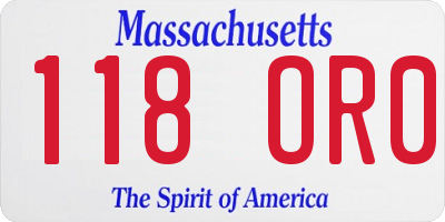 MA license plate 118OR0