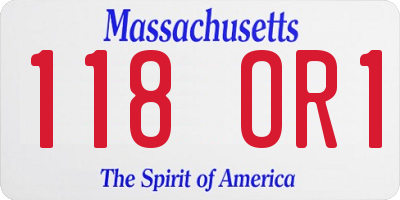 MA license plate 118OR1