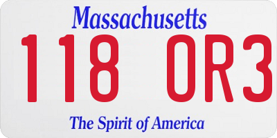 MA license plate 118OR3