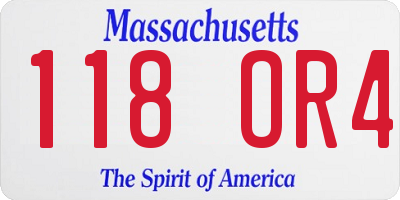 MA license plate 118OR4
